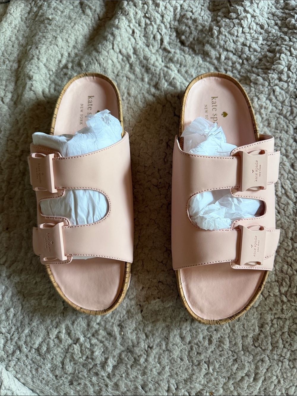 kate spade women’s Peach Dual-Buckle Slide Sandals
